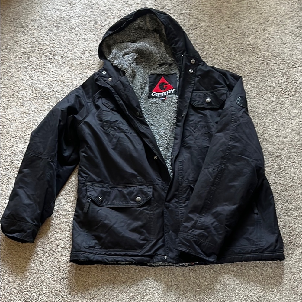 Gerry Black Hooded Jacket with Gray Lining xl